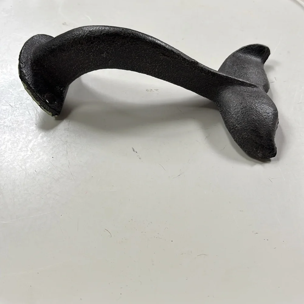 Cast iron Black WhaleTail wall robe/towel hook